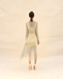 Sunflower, squirrel grey & lotus Draped Dress by ABHISHEK SHARMAA
