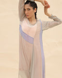 ABHISHEK SHARMA Squirrel grey, peach & lavender Draped dress