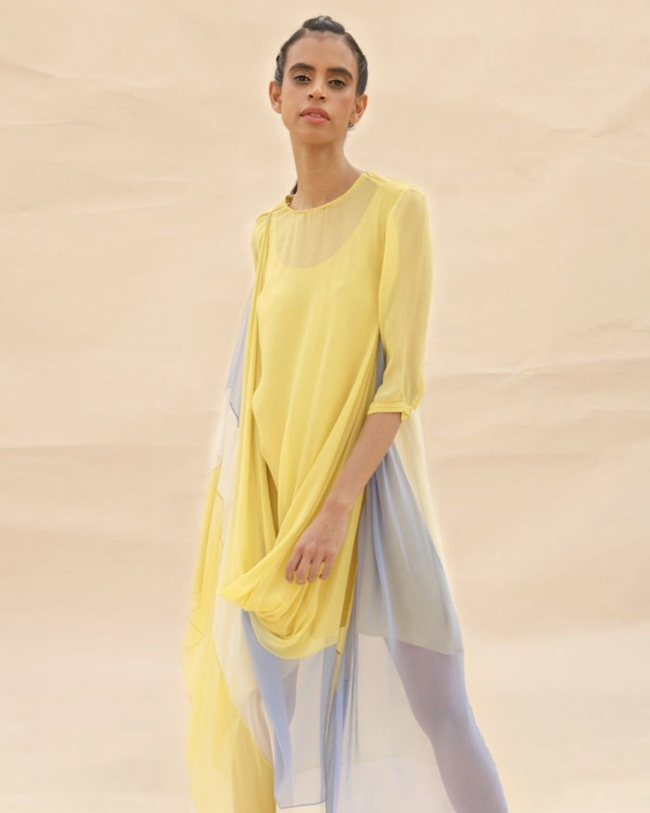 Sunflower & Squirrel grey Cowl draped dress by ABHISHEK SHARMA