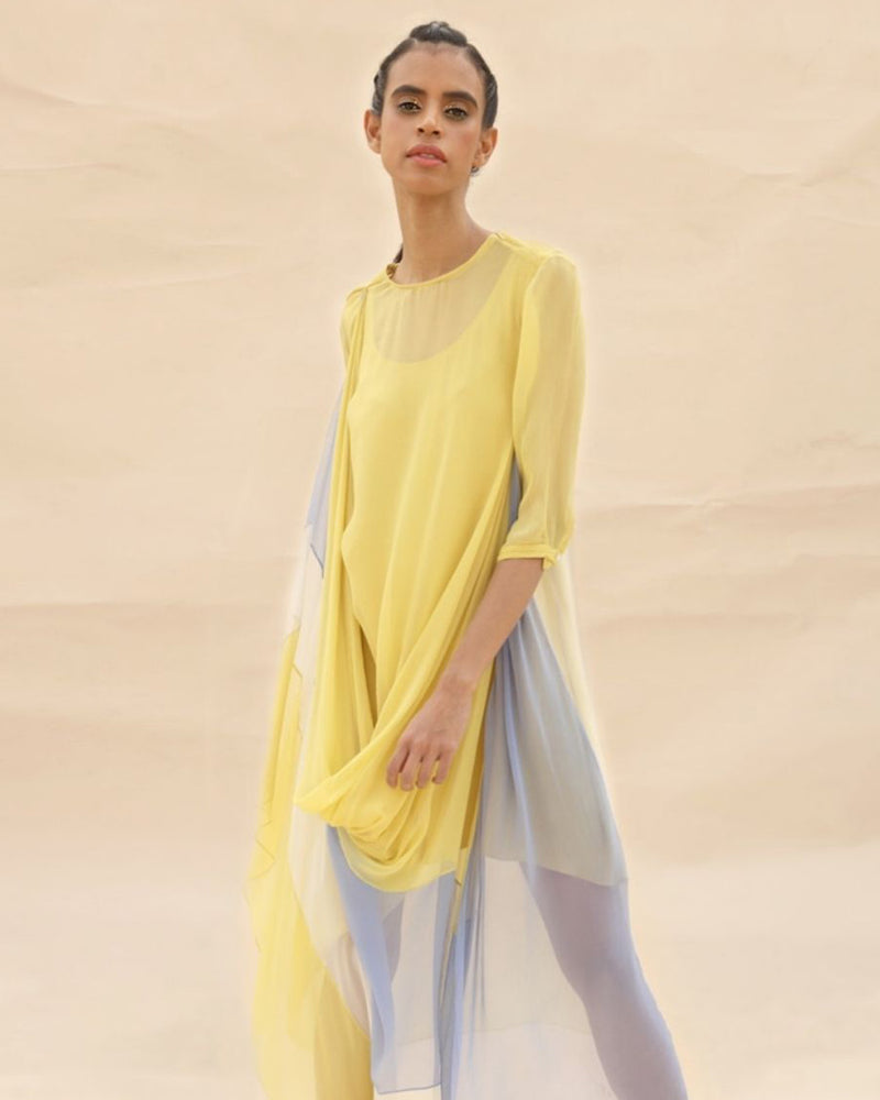 Sunflower & Squirrel grey Cowl draped dress by ABHISHEK SHARMA