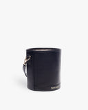Classic Black Leather Barrel Potli by TAN AND LOOM