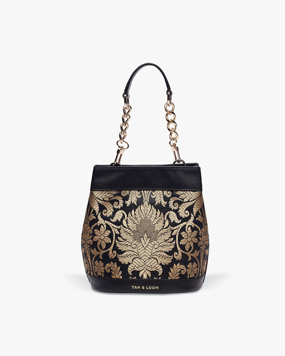 TAN AND LOOM Classic Black Brocade Rani Batua