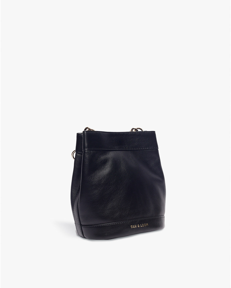 Classic Black Leather Rani Batua by TAN AND LOOM