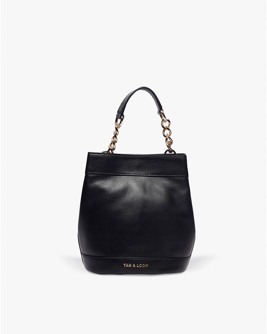 Classic Black Leather Rani Batua by TAN AND LOOM