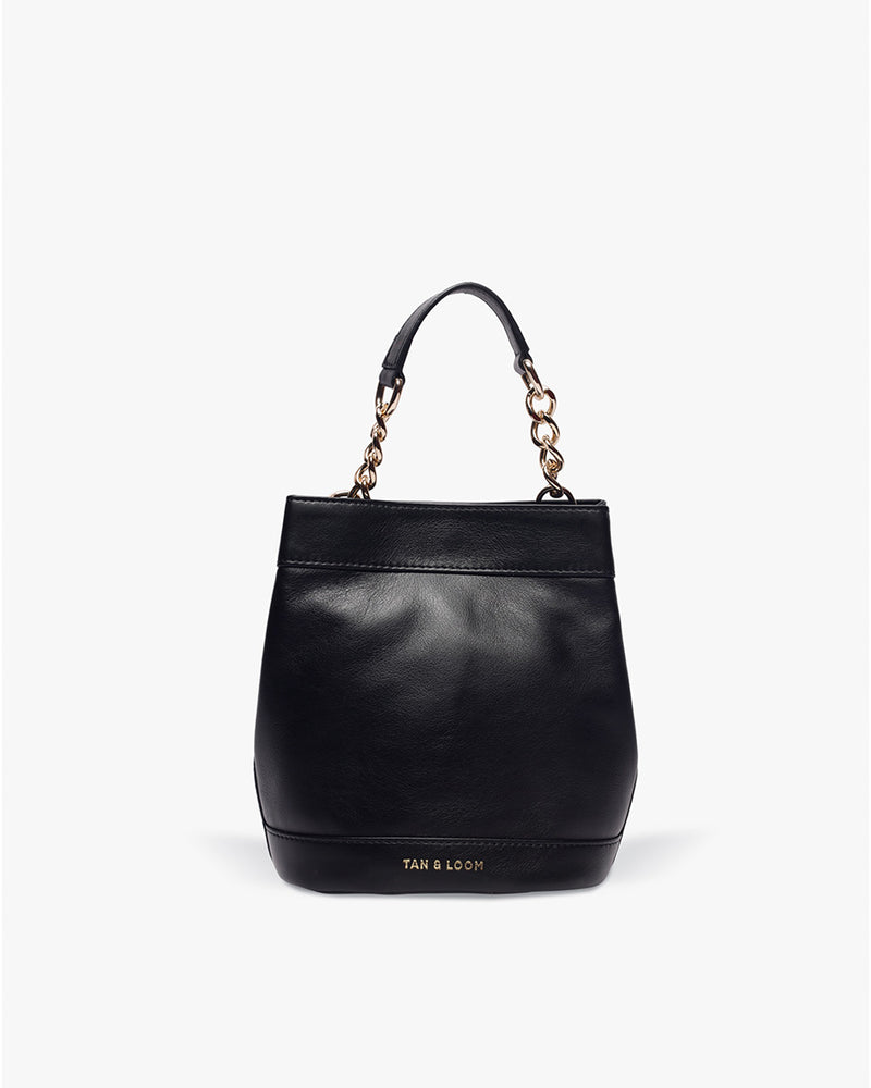 Classic Black Leather Rani Batua by TAN AND LOOM
