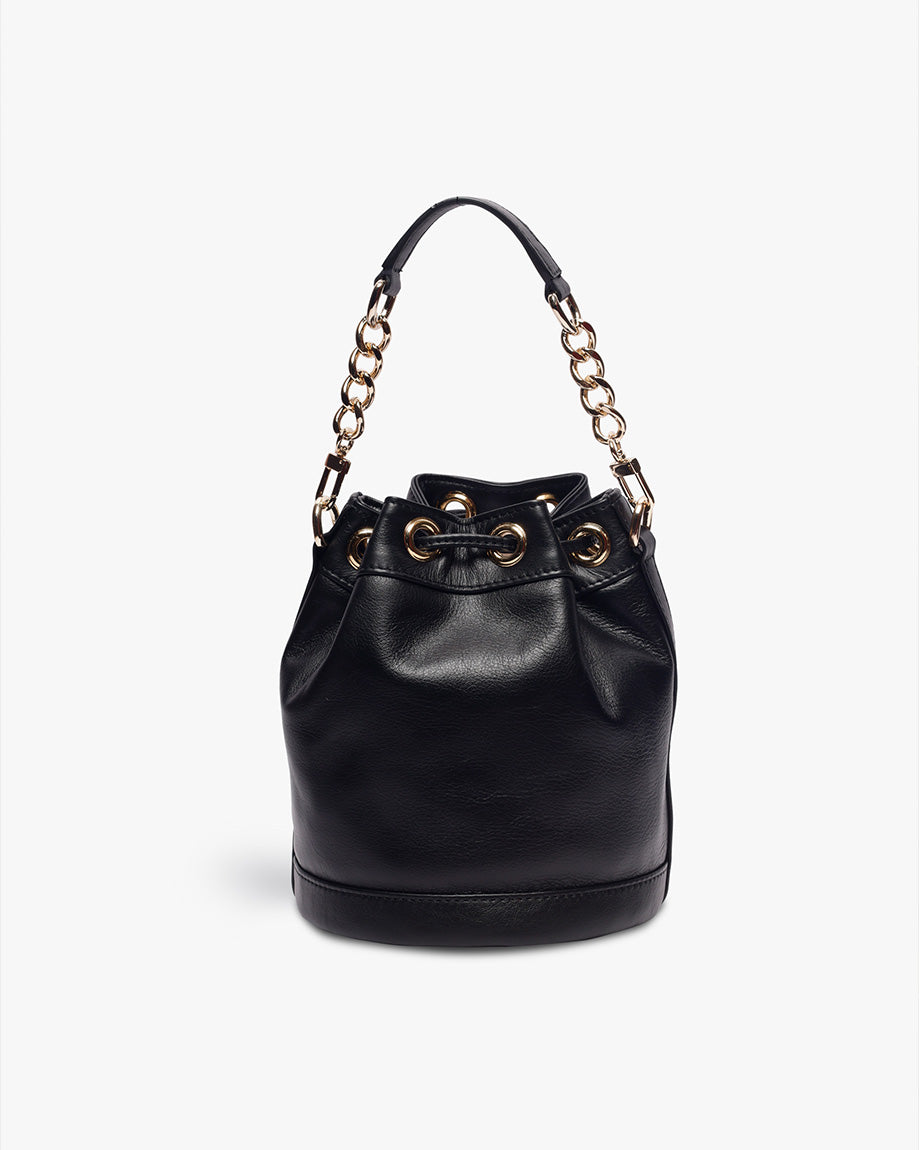 Classic Black Leather Bombay Bucket by TAN AND LOOM