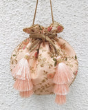 Peach Floral  Potli Bag