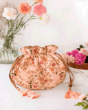 AMAYRA Peach Floral  Potli Bag