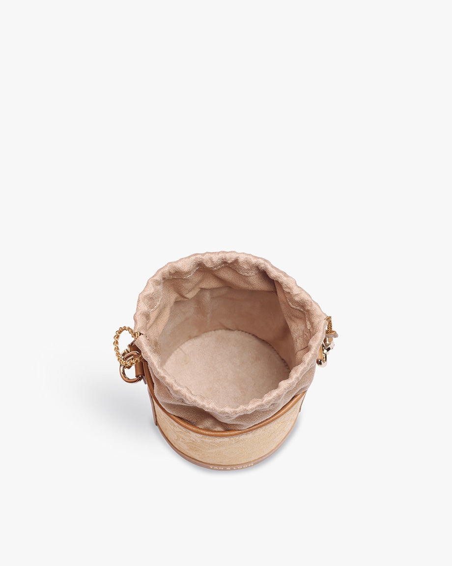 Imperial Gold Brocade Barrel Potli by TAN AND LOOM