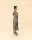 Ocean blue & dune long Draped dress By ABHISHEK SHARMA