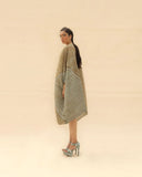Ocean blue & Dune Short Draped dress ABHISHEK SHARMA