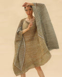 Ocean blue & Dune Short Draped dress ABHISHEK SHARMA