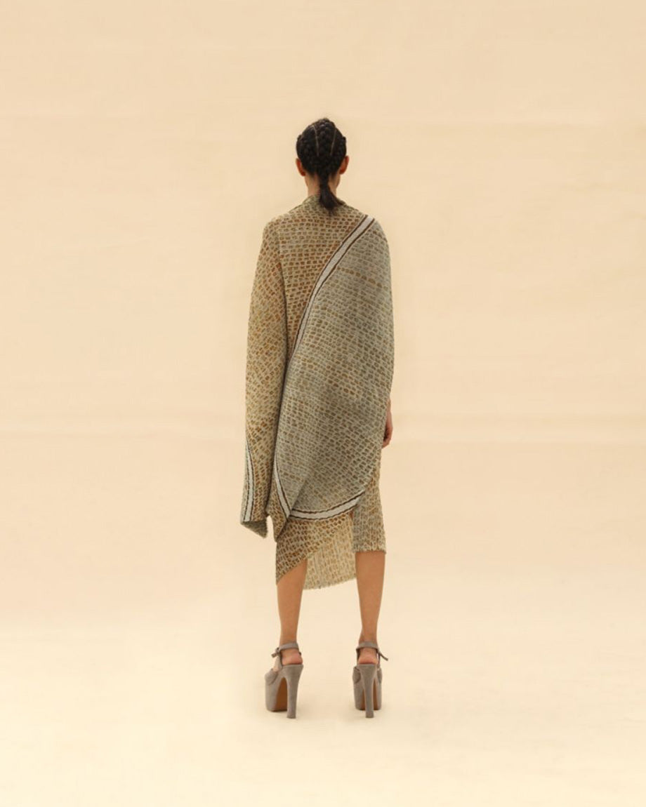 Overlap Shoulder Animal Printed Draped Dress By ABHISHEK SHARMA
