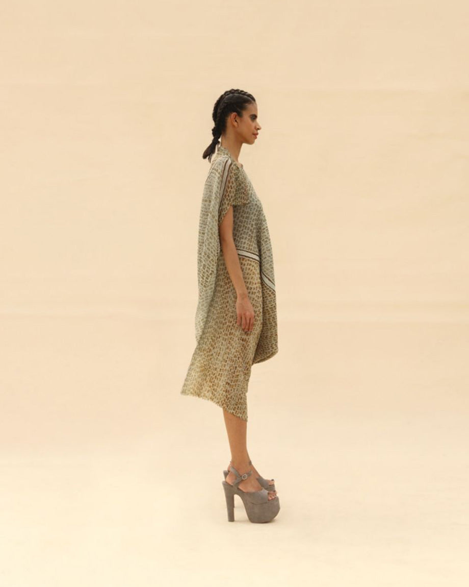 Overlap Shoulder Animal Printed Draped Dress By ABHISHEK SHARMA