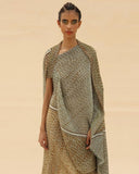 ABHISHEK SHARMA Overlap Shoulder Animal Printed Draped Dress