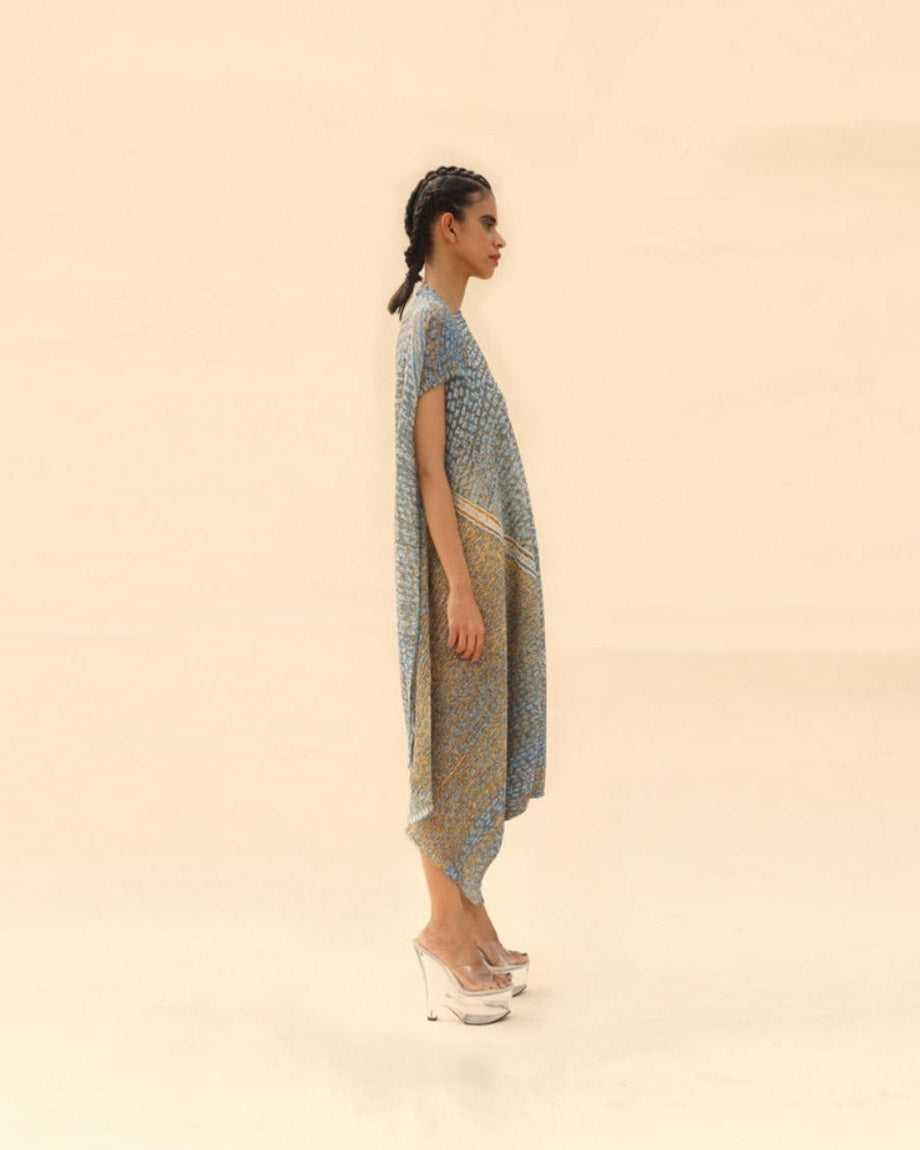 Overlap Shoulder Animal Printed Draped Dress By ABHISHEK SHARMA