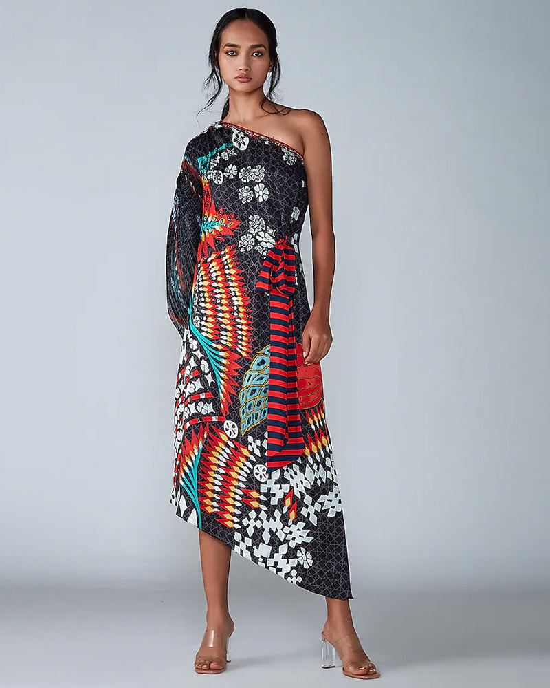 Saaksha & Kinni multi coloured one shoulder Dress