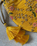 Yellow Floral Creeper Potli Bag