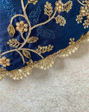 AMAYRA  Navy Pearl Embroidered Potli