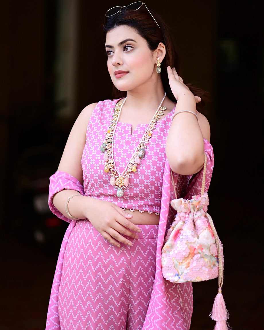 Shop Tia Sequin Potli in Baby Pink - Premium Designer Accessory | 85 Lansdowne