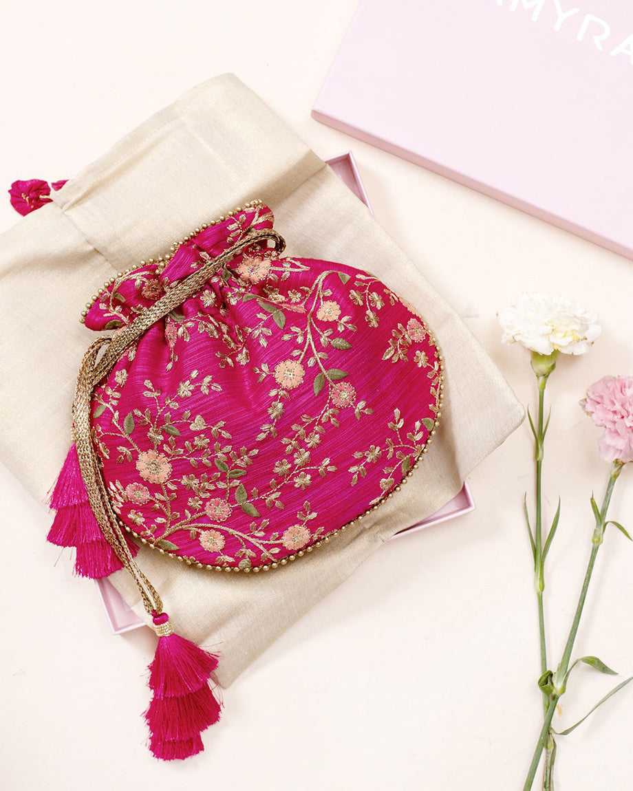 "Floral Creeper Potli - Handcrafted Designer Ethnic Accessory | 85 Lansdowne
