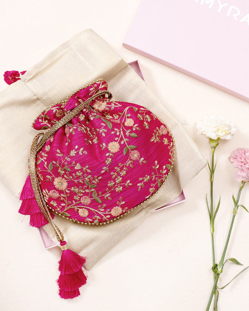 "Floral Creeper Potli - Handcrafted Designer Ethnic Accessory | 85 Lansdowne