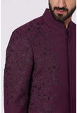 JATIN MALIK Wine Embroidered Achkan