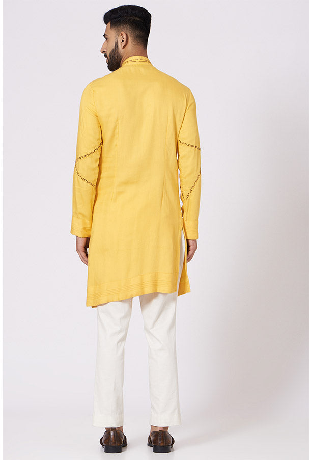 JATIN MALIK Yellow front open Kurta set