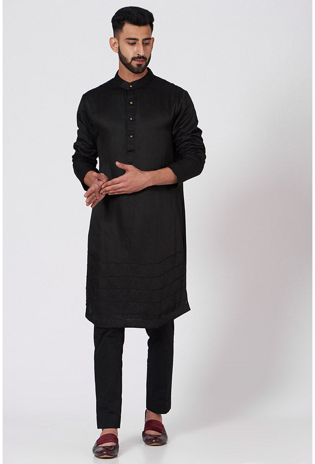JATIN MALIK Black silk Kurta set