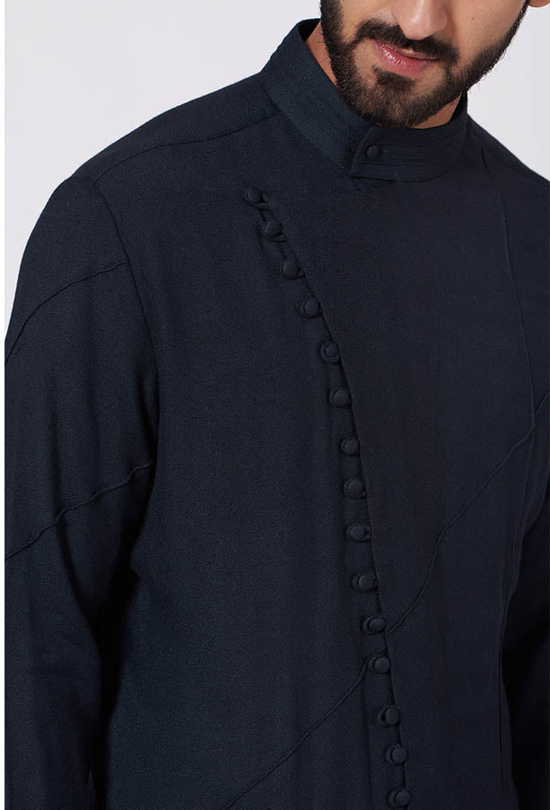 JATIN MALIK Midnight Blue Asymmetrical Kurta set