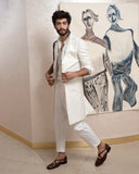 JATIN MALIK Chalk White Overcoat Set