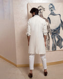 JATIN MALIK Chalk White Overcoat Set