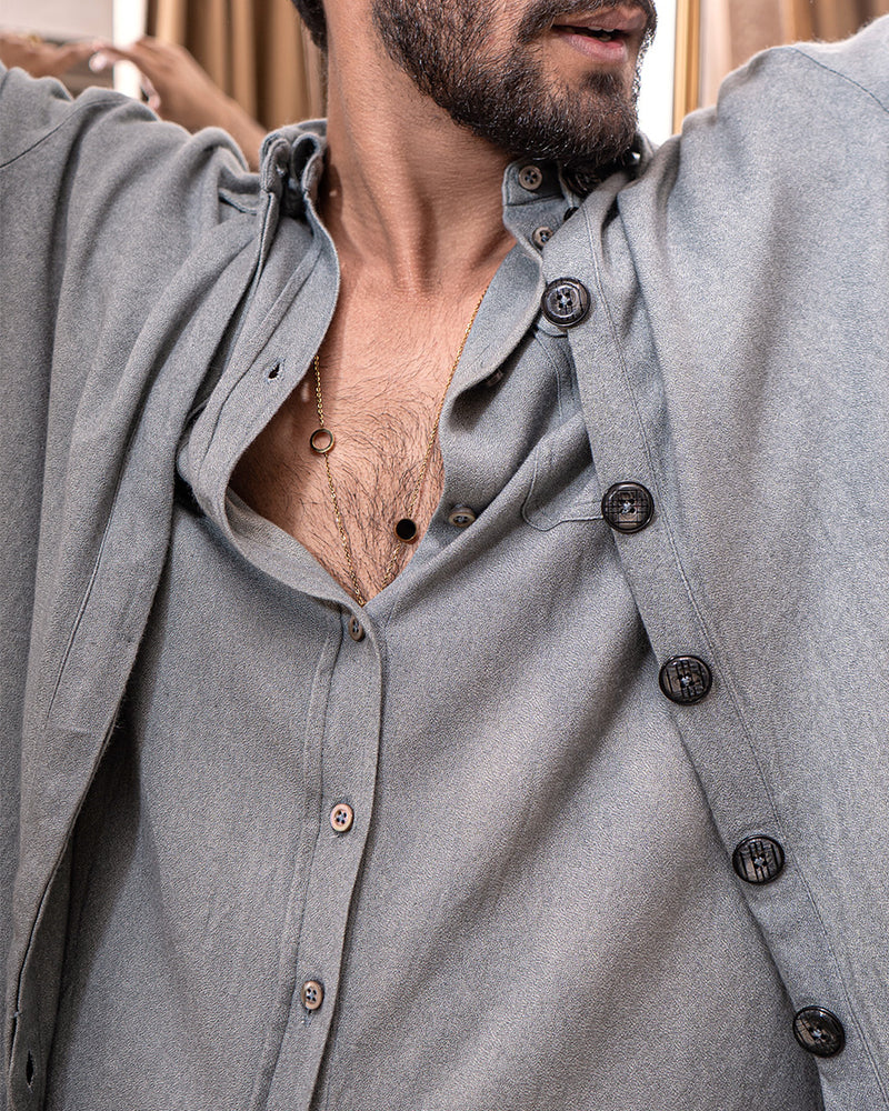 JATIN MALIK Chateau grey Overshirt set