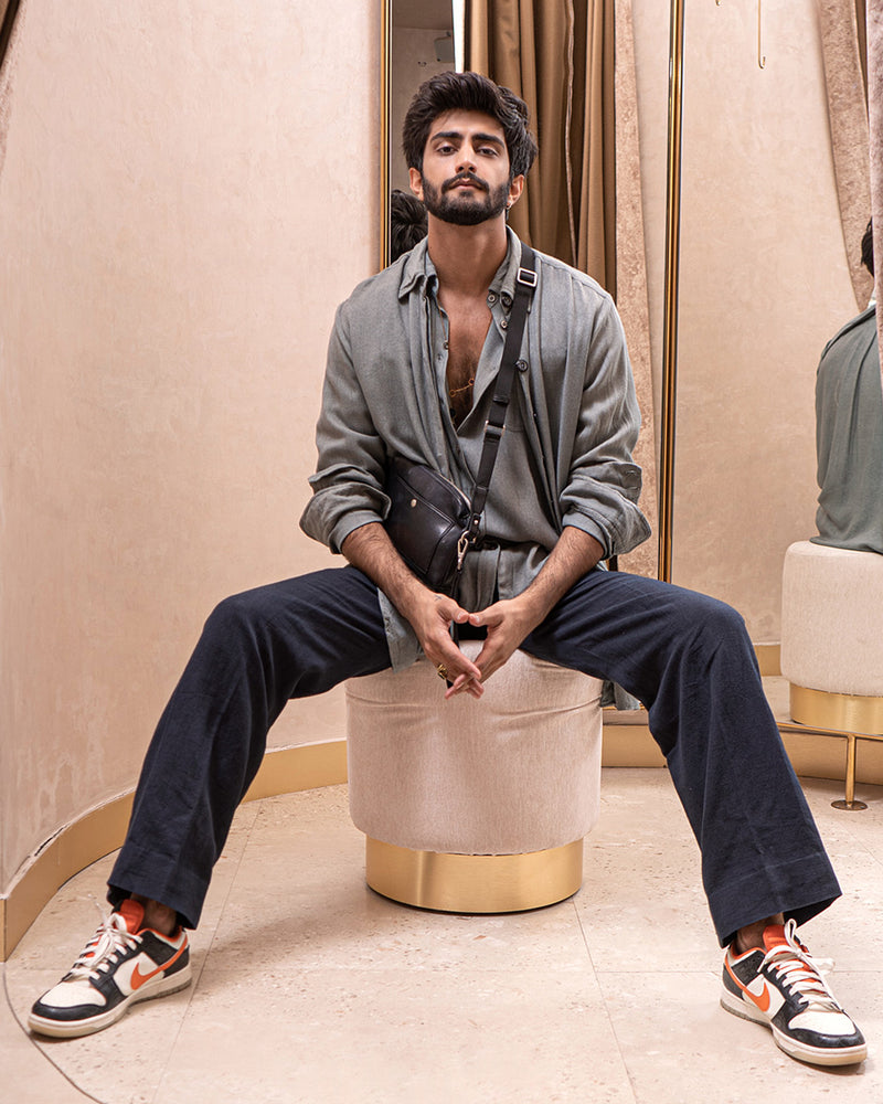 JATIN MALIK Chateau grey Overshirt set