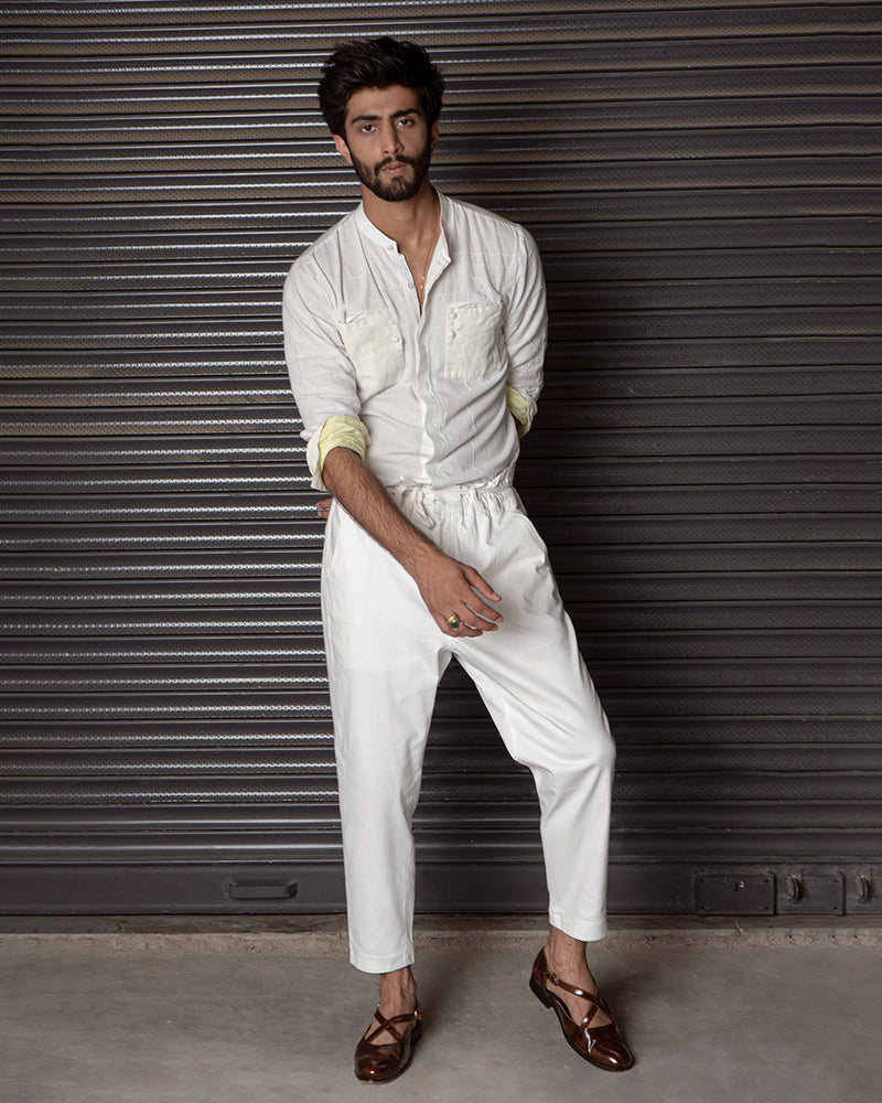 JATIN MALIK The chawk white shirt set