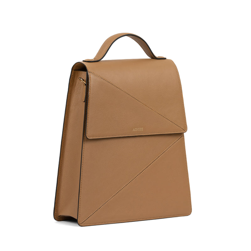"Aria Top-Grain Leather Structured Black Bag with Detachable Straps"