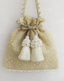 Beige Oyster Potli Bag by AMYRA