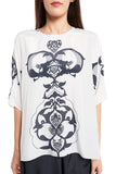 White and Black Ottoman Print Art Crepe Top