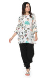 White crepe tunic with roll-up sleeves
