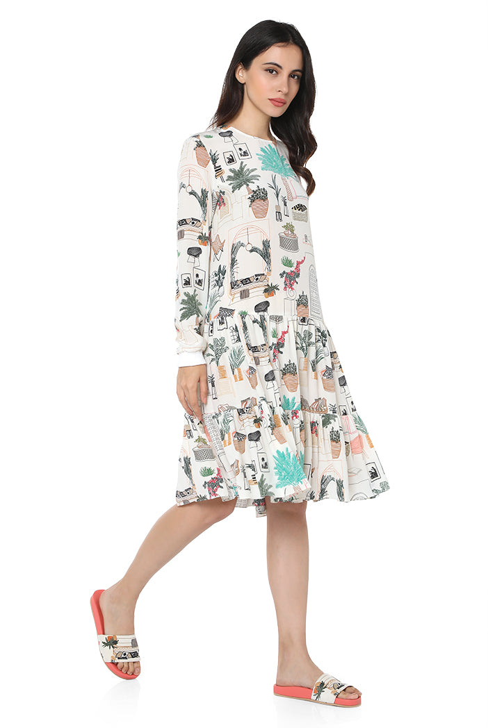 Cafe Morocco Print Crepe Double Layer Tunic Side View