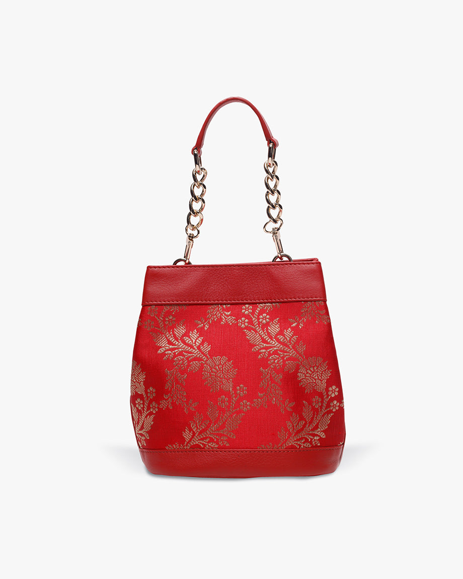 Bridal Red Brocade Rani Batua by TAN AND LOOM
