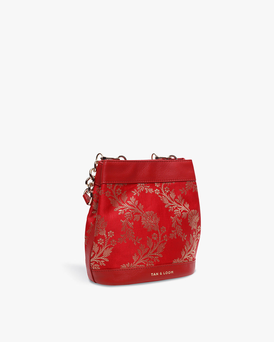 Bridal Red Brocade Rani Batua by TAN AND LOOM
