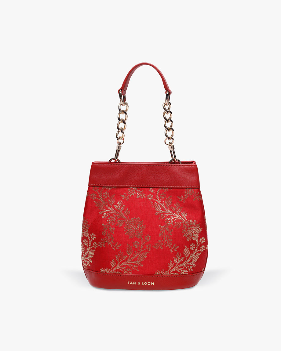 Bridal Red Brocade Rani Batua by TAN AND LOOM