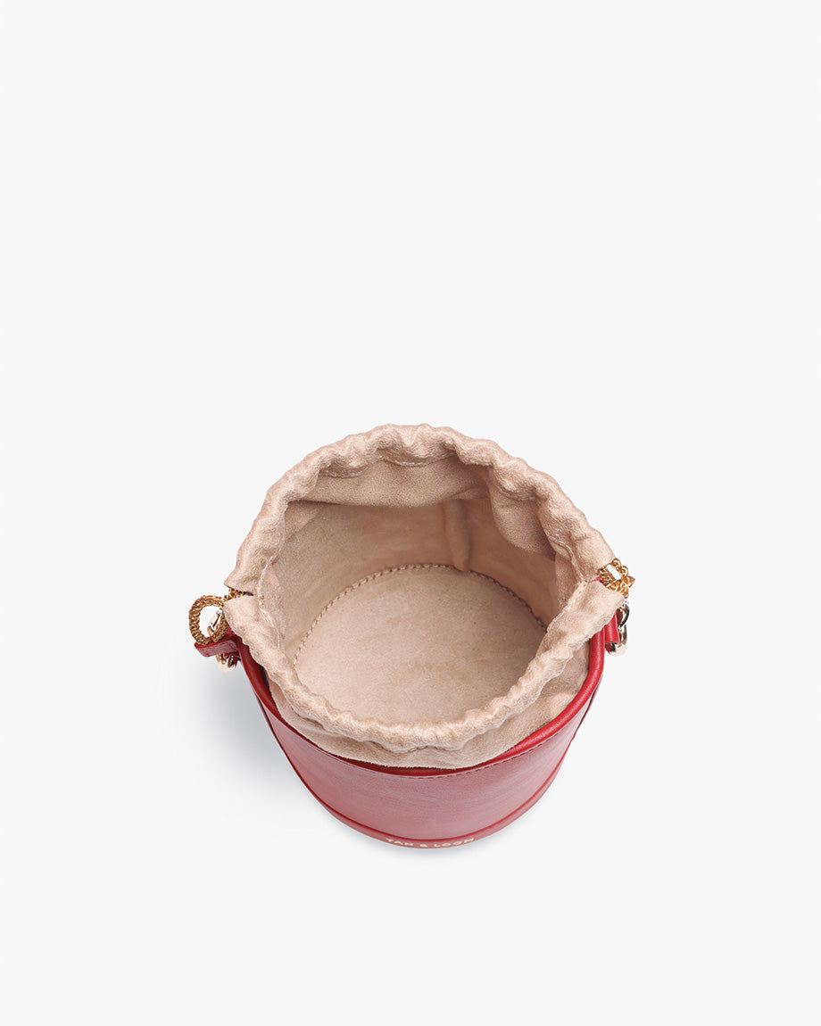 Bridal Red Leather Barrel Potli by TAN AND LOOM