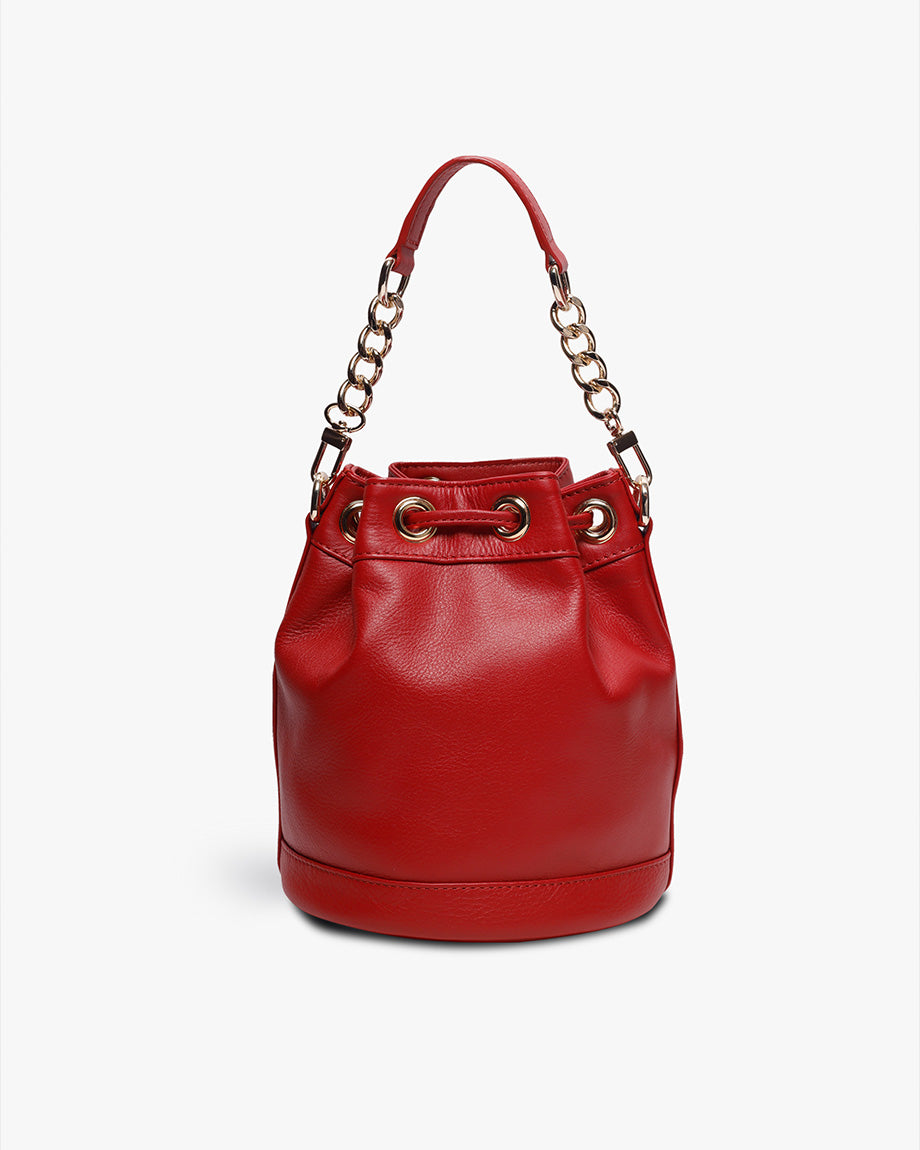 Bridal Red Leather Bombay Bucket by TAN AND LOOM