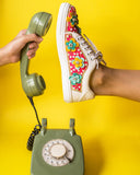 THE SAREE SNEAKERS Pataka Pink Flower Embroidered Sneakers