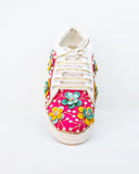 Pataka Pink Floral Embroidered Sneakers- footwear