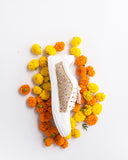 Grey Checks with Yellow Orange Knotted Sneakers