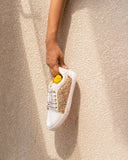 Grey Checks with Yellow Orange Knotted Sneakers