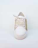 Gorgeous SneakersTHE SAREE SNEAKERS Grey Checks with Yellow Orange Knotted Sneakers